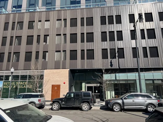 AGS sunshade system installed on a parking garage